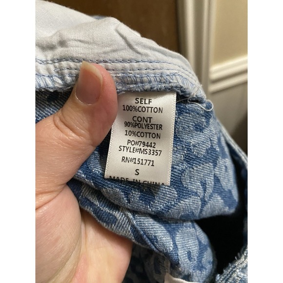 Lelis Leopard Print Frayed Hem Denim Mini Skirt Small 100% Cotton New With Tags - Picture 9 of 10